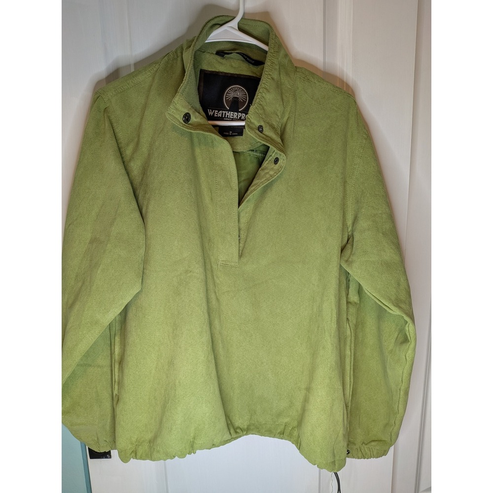 Weatherproof Garment Company Mens M Sage Green Faux Suede Quarter Snap Pullover